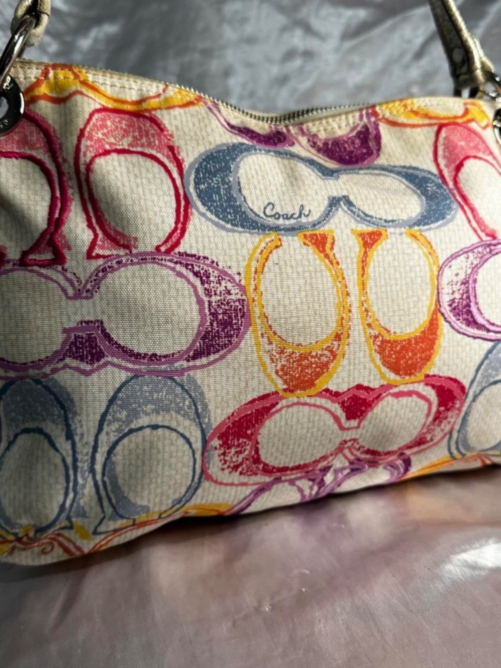 Vintage Y2K Coach Signature Scribble Poppy Multi Color Shoulder Bag - Picture 3 of 7